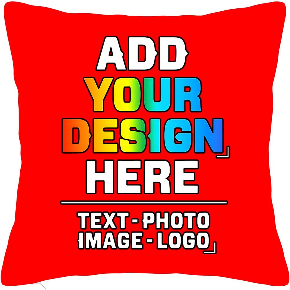Custom Pillowcase, Personalized Photo Pillows, Your Own Design Throw Pillow with Photo Text, Customize Pet Pillow Cover, Personalized Memorial Gift for Birthday, Christmas, 20x20 Inch, Bright Red