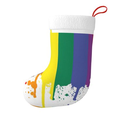 WURTON Christmas Stocking Color Stripes Xmas Stocking for Party Decor Family Holiday Hanging Stocking
