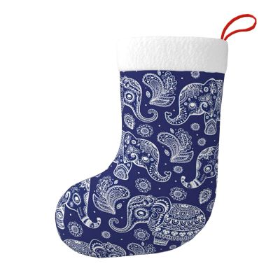 WURTON Christmas Stocking Boho Elephant Xmas Stocking for Party Decor Family Holiday Hanging Stocking