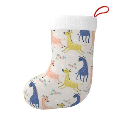 WURTON Christmas Stocking Cute Giraffe Xmas Stocking for Party Decor Family Holiday Hanging Stocking