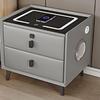 Bedside Cabinet Table with Audio and Fingerprint Lock,with LED Light Charging Station Wireless, Nightstand with Hutch and 2 Drawers(Size:25 * 40 * 46cm,Color:Grey) view 1