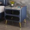 Bedside Cabinet Nightstand with Charging WirelessSmart Bedside Table, Light Slate with Password Lock Wireless Charging Leather(Color:Sapphire Blue) view 1