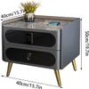 Bedside Cabinet Nightstand with Charging WirelessSmart Bedside Table, Light Slate with Password Lock Wireless Charging Leather(Color:Sapphire Blue) view 2