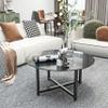 35.5'' Round Whole Black Coffee Table, Clear Coffee TableModern Side Center Tables for Living Room Living Room Furniture view 1