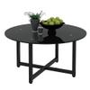 35.5'' Round Whole Black Coffee Table, Clear Coffee TableModern Side Center Tables for Living Room Living Room Furniture view 3