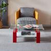 Artisan Rectangle Coffee Table, Double Layer Lower Shelf Storage for Living Spaces, 37" Lx22 Dx16 H (Red) view 2