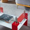 Artisan Rectangle Coffee Table, Double Layer Lower Shelf Storage for Living Spaces, 37" Lx22 Dx16 H (Red) view 3