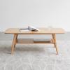 Center Table Low Table 100% Solid Wood Top Plate Desk Coffee Table Width 80 x Depth 50 x Height 44 cm Study Desk Work from Home Easy to Assemble Natural Wood with Storage Shelf Natural Writing Desk view 3