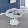 42.1" White Tulip Table Mid-Century Dining Table for 4-6 People with Round MDF Table Top, Pedestal Dining Table, End Table Leisure Coffee Table view 1