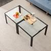 Coffee Table Set of 2, Square Modern Table with Tempered Glass Finish for Living Room,Transparent view 1