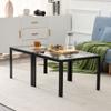 Coffee Table Set of 2, Square Modern Table with Tempered Glass Finish for Living Room,Transparent view 3
