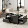 Extendable Coffee Table with 4 Drawers, Rectangle Cocktail Table with Hidden Storage Compartment, UV High-Gloss Center Table with Sliding Top for Living Room, 35.4"x 23.6", Black view 1