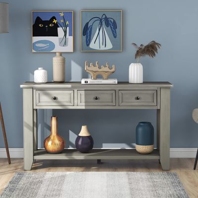 55'' Modern Console Table Sofa Table for Living Room with 3 Drawers and 1 Shelf (As Same As WF288520AAE)