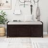 LUMISOL Upholstered Storage Bench, Entryway Bench with Shoe Rack, Wooden Storage Ottoman with 3 Shutter Shaped Doors, Entryway Shoe Bench with Removable Cushion and Hidden Storage Space, Espresso view 3