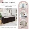 LUMISOL Upholstered Storage Bench, Entryway Bench with Shoe Rack, Wooden Storage Ottoman with 3 Shutter Shaped Doors, Entryway Shoe Bench with Removable Cushion and Hidden Storage Space, Espresso view 4