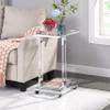 Acrylic End Table,Chrome Glass Side Table, Glass Top C Shape Square Table with Metal Base for Living Room, Bedroom, Balcony Home and Office view 1