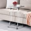 Acrylic End Table,Chrome Glass Side Table, Glass Top C Shape Square Table with Metal Base for Living Room, Bedroom, Balcony Home and Office view 3