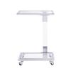 Acrylic End Table,Chrome Glass Side Table, Glass Top C Shape Square Table with Metal Base for Living Room, Bedroom, Balcony Home and Office view 4