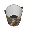 Round Laundry Basket Dirty Clothes Hamper with Handles Two Giraffes Laundry Hamper for Bathroom Waterproof Circular Hamper Lightweight Round Storage Basket for Blanket Organizer Basket view 2