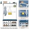 Industrial Coat Rack Stand with Shoe Bench and 8 Hollow 4 in 1 Free Standing Hall Tree with Bench and Top Carved Hooks,Garment Rack for Hallway Living Room 80/100 x 30 x 172 CM view 2