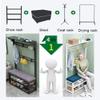 Industrial Coat Rack Stand with Shoe Bench and 8 Hollow 4 in 1 Free Standing Hall Tree with Bench and Top Carved Hooks,Garment Rack for Hallway Living Room 80/100 x 30 x 172 CM view 4