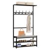Coat and Shoe Rack Entryway 4-in-1 Entryway Coat Rack with Hooks and Hanging Rod with Storage Bench, for Clutter-Free Living - Easy Installation - Sturdy & Durable - Multifunctional view 1