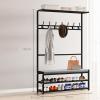 Coat and Shoe Rack Entryway 4-in-1 Entryway Coat Rack with Hooks and Hanging Rod with Storage Bench, for Clutter-Free Living - Easy Installation - Sturdy & Durable - Multifunctional view 2
