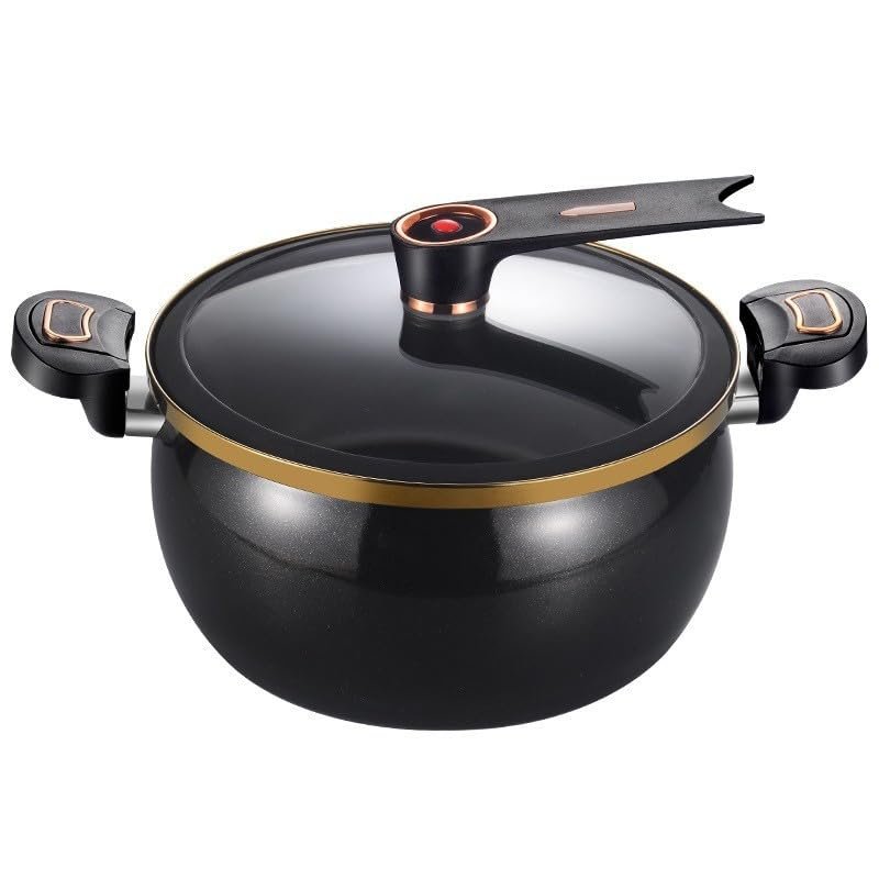 28Cm Micro-Pressure Soup Pot Large Capacity Non-Stick Soup Pot Easy to Clean Durable and Universal for Gas Induction Cookers(black)
