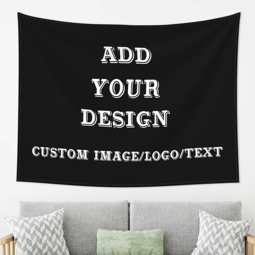 Customized Tapestry Personalized Wall Hanging Tapestries Design Your Own Image Text for Wedding Birthday Bedroom Living Room Halloween Decor (80x60in Horizontal)