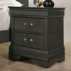 1pc Nightstand Gray Louis Philippe Solid Wood English Dovetail Construction Antique Nickle Hanging Pulls view 1