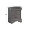 1pc Nightstand Gray Louis Philippe Solid Wood English Dovetail Construction Antique Nickle Hanging Pulls view 2
