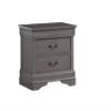1pc Nightstand Gray Louis Philippe Solid Wood English Dovetail Construction Antique Nickle Hanging Pulls view 4