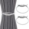 TAORANJU Curtain Tiebacks, 2 Pack Silver Feather Curtain Holdbacks Alloy Spring Buckle Window Ties Adjustable Curtain Buckle Decor for Home Office Window Decoration view 1