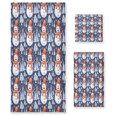 ALAZA Watercolor Snowman Merry Christmas Soft 3 Piece Bath Towels Set for Bathroom Spa Hotel, 1 Bath Towel+ 1 Hand Towel+ 1 Washcloth