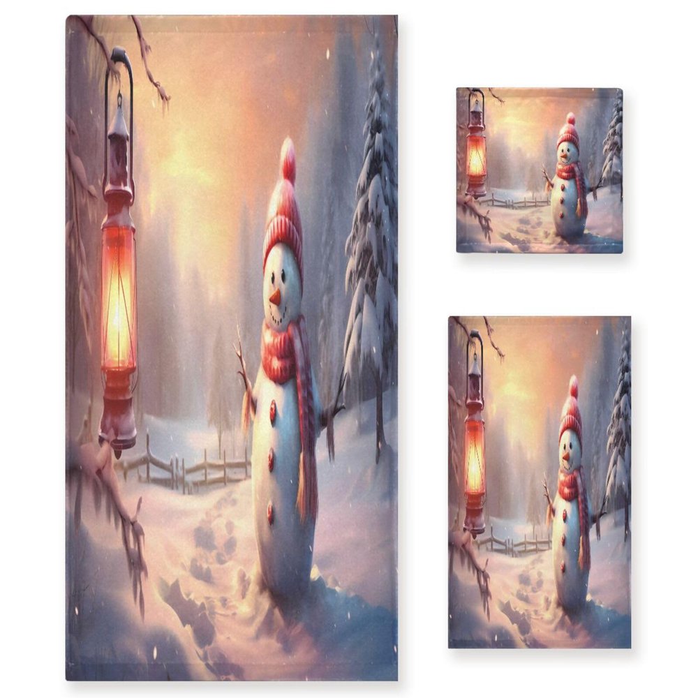 ALAZA Merry Christmas Tree Sunset Soft 3 Piece Bath Towels Set for Bathroom Spa Hotel, 1 Bath Towel+ 1 Hand Towel+ 1 Washcloth