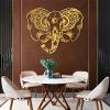 Elephant Metal Wall Art, Elephant Mandala Wall Art Metal, Hindu Lotus Mandala Elephant Wall Decor, Elephant Head Wall Decor, Metal Wall Decor, Home Living Room Decor, Wildlife Lover Gift (35"x28" | 90x72cm, Gold) view 1