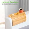 Couch Cup Holder Natural Bamboo Sofa Armrest Tray Foldable Sofa Cup Holder Anti-Slip Couch Arm Cup Holder Multifunctional Sofa Protection Armrest Tray for Cups Snacks Remote Control KTZCTPCA view 4