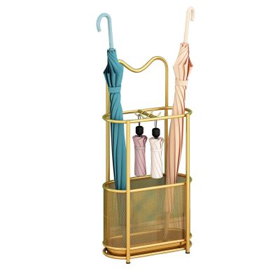 HAIXHX Modern Umbrella Holder, Large Capacity Space Saving Umbrellas Rack Stand with Drip Tray & 4 Non-Slip Mats, Freestanding Stable Umbrella Organizer, for Homes Offices (Color : Gold)