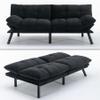 70 Modern Velvet Futon Couch Sleeper,Convertible Sleeper Sofa Bed with Adjustable Backrests and Folding Armrest for Living Room Bedroom Office Apartment,Split Back,Mattress Included (Black) view 1