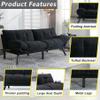 70 Modern Velvet Futon Couch Sleeper,Convertible Sleeper Sofa Bed with Adjustable Backrests and Folding Armrest for Living Room Bedroom Office Apartment,Split Back,Mattress Included (Black) view 4