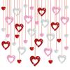36 Pcs Valentine's Day Decorations Glitter Heart Hanging Swirls - No DIY Red Pink Silver Heart Hanging Decorations Party Decoration Swirls Ornaments for Valentines Day Party Supplies Decorations view 1