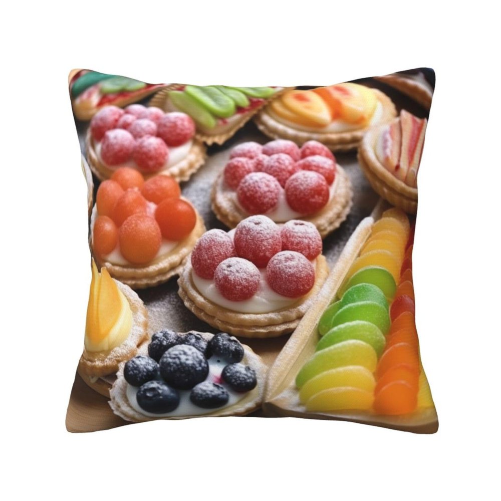 BTCOWZRV Throw Pillow Cover Fresh Sweet Tarts Print Decorative Throw Pillows Soft Pillow Cases Square Cushion Case Christmas Pillow Covers for Couch Bed Sofa Farmhouse Decor 16"x16"