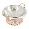 28CM Stainless Steel Hot Pot Buffet Set, Round Food Heating Tray with Clear Glass Lid and Built-in Lid Holder, Suitable for Parties, Events, Weddings, Camping, Dinners (Red Copper) view 2