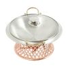 28CM Stainless Steel Hot Pot Buffet Set, Round Food Heating Tray with Clear Glass Lid and Built-in Lid Holder, Suitable for Parties, Events, Weddings, Camping, Dinners (Red Copper) view 3
