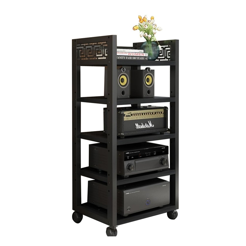 YLQFGUVWK 5 Tier AV Media Cabinet Stand Component Cabinet, Gaming TV Cabinet and Stereo Rack Audio Tower with Height Adjustable Wooden Boards for Home/Office (Color : Style 2, Size : 50x40x108cm)
