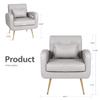 Vanbow.Technology Cloth Simple and Fashionable Metal Foot Single Back Chair, Suitable for Bedroom, Living Room and Office(Light Grey+Technology Cloth) view 2