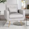 Vanbow.Technology Cloth Simple and Fashionable Metal Foot Single Back Chair, Suitable for Bedroom, Living Room and Office(Light Grey+Technology Cloth) view 3