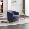 30.7''W Boucle Swivel Accent Barrel Chair Modern Comfy Sofa with Gold Stainless Steel Base for Living Room, 360 Degree Club Arm Chair for Nursery Bedroom Living Room Lounge Hotel (Navy Boucle) view 1