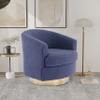 30.7''W Boucle Swivel Accent Barrel Chair Modern Comfy Sofa with Gold Stainless Steel Base for Living Room, 360 Degree Club Arm Chair for Nursery Bedroom Living Room Lounge Hotel (Navy Boucle) view 3
