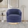 30.7''W Boucle Swivel Accent Barrel Chair Modern Comfy Sofa with Gold Stainless Steel Base for Living Room, 360 Degree Club Arm Chair for Nursery Bedroom Living Room Lounge Hotel (Navy Boucle) view 4